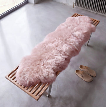 Double New Zealand Sheepskin Rug & Throw, 2-Pelt, Medium, L180 x W65 cm, Light Rose