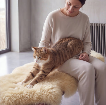 Double New Zealand Sheepskin Rug & Throw, 2-Pelt, Medium, L180 x W65 cm, Champagne