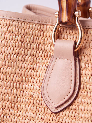 Ginevra Bamboo-Handle Raffia Bag by Clemés
