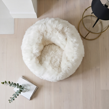 Premium Natural Long-Wool Sheepskin Bean Bag, L85 x W85 x H70 cm, Ivory