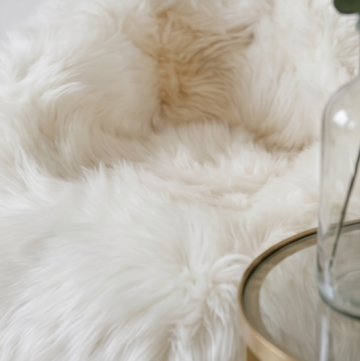 Premium Natural Long-Wool Sheepskin Bean Bag, L85 x W85 x H70 cm, Ivory