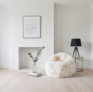 Premium Natural Long-Wool Sheepskin Bean Bag, L85 x W85 x H70 cm, Ivory