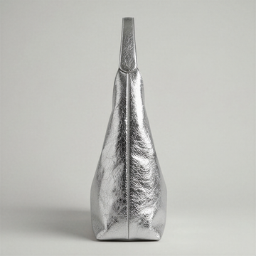 Silvia Metallic Suede Slouch Bag by Clemés, Silver