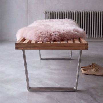 Double New Zealand Sheepskin Rug & Throw, 2-Pelt, Medium, L180 x W65 cm, Light Rose
