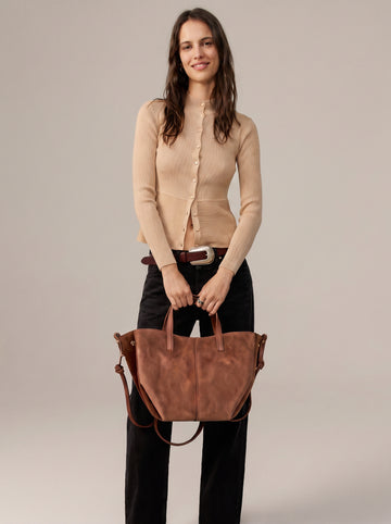 Liviana Midi Suede & Leather Tote Bag by Clemés