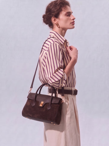 Nina Suede & Leather Satchel Bag by Clemés