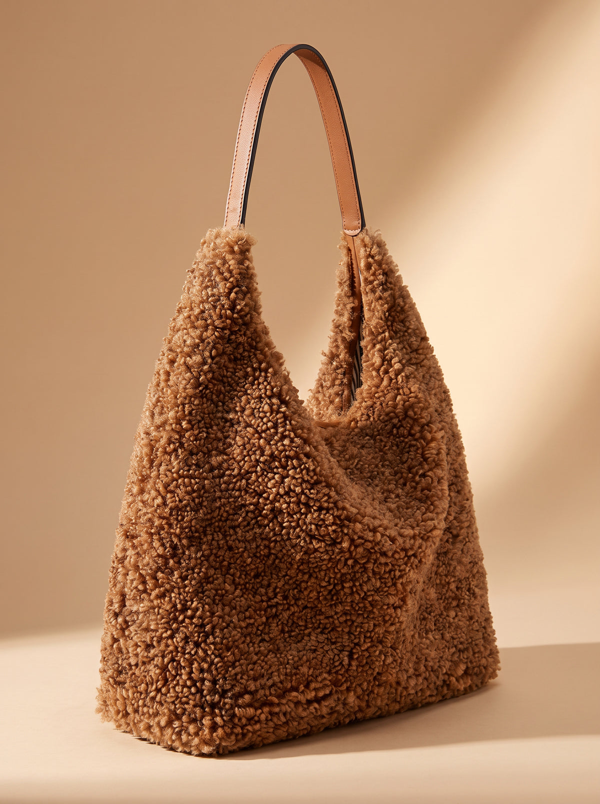 Anaïs Faux Shearling & Leather Hobo Handbag by Clemés