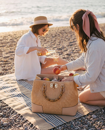 Ginevra Bamboo-Handle Raffia Bag by Clemés