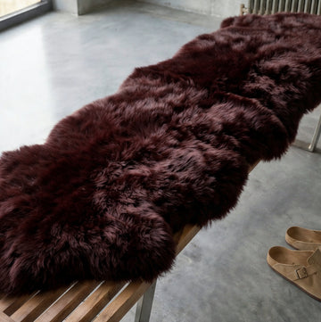 Double New Zealand Sheepskin Rug & Throw, 2-Pelt, Medium, L180 x W65 cm, Aubergine