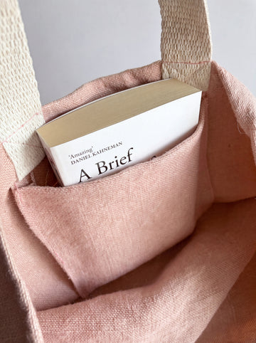 Marina Soft Washed Jute Beach Bag by Clemés - Blossom internal slip pocket with paperback, studio