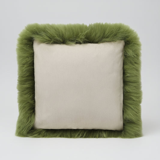 Natural Premium New Zealand Sheepskin Cushion 40 x 40 cm, Apple Green