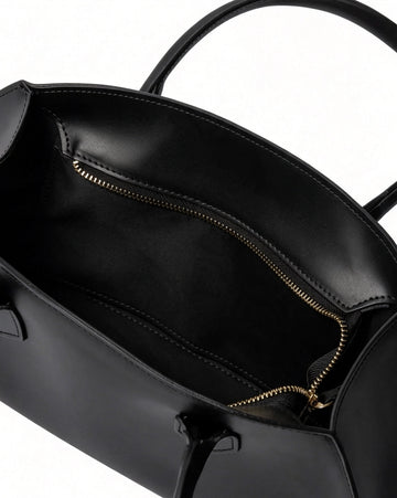 Nora Calfskin Shoulder Bag by Clemés in Black, interior detail