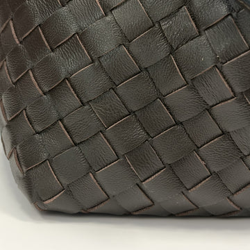 Ornella hand-woven intrecciato leather weave close-up