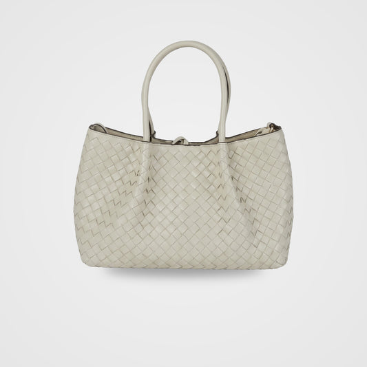 Ornella woven leather bag by Clemés in White