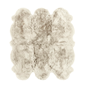 Sexto New Zealand Sheepskin Rug & Throw, 6-Pelt, X-Large, L180 x W150 cm, Oyster (Cloud Dancer)