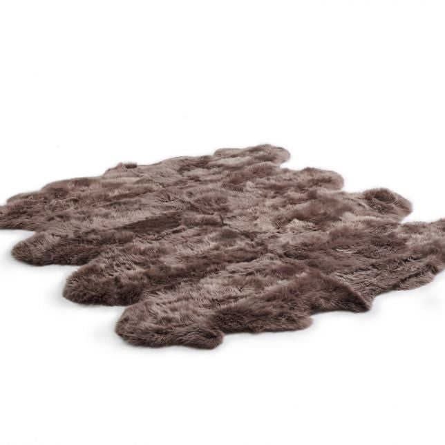 Octo New Zealand Sheepskin Rug & Throw, 8-Pelt, XX-Large, L200 x W180 cm, Taupe