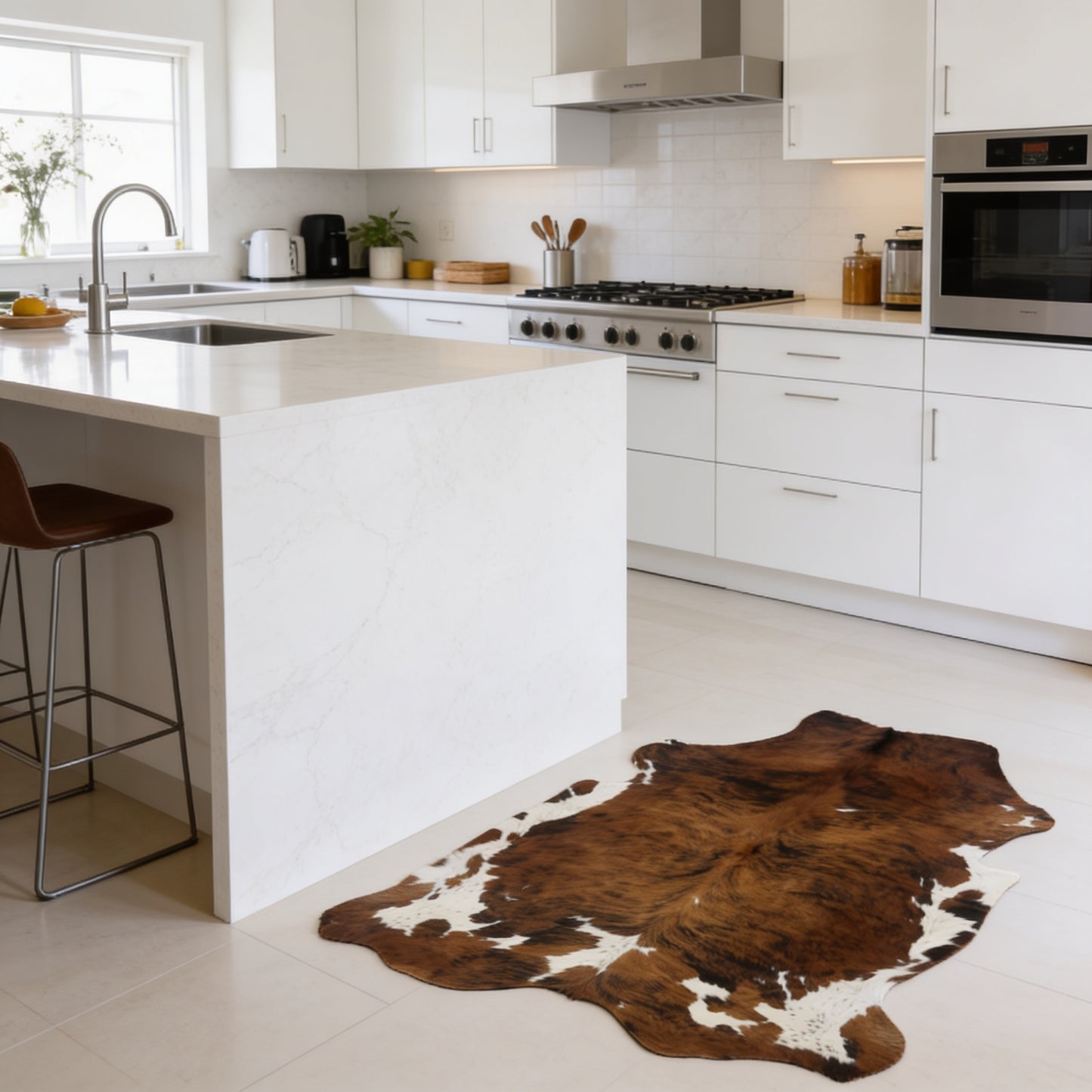 HN-23304 cowhide rug in modern kitchen
