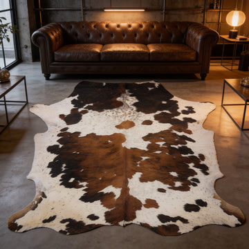 HN-23207 cowhide rug in industrial living room
