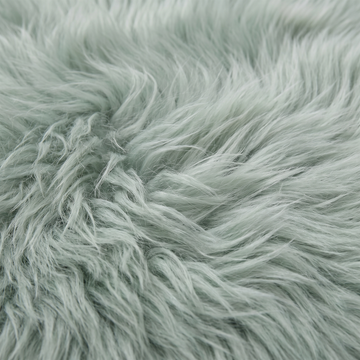 Close-up of Sage green long wool sheepskin fibres