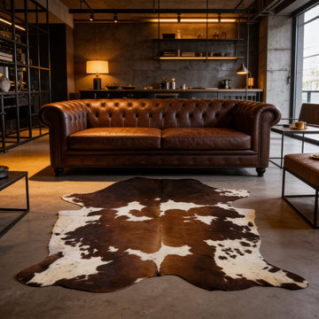 HN-23233 cowhide rug in industrial living room