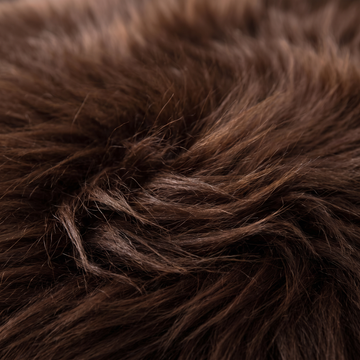 Close-up of Chocolate long wool sheepskin fibres
