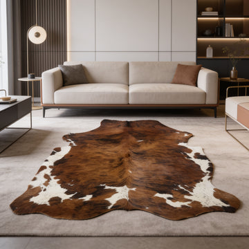 HN-23304 cowhide rug in contemporary living room
