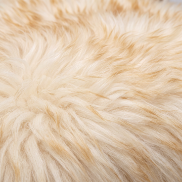 Close-up of Dusk long wool sheepskin fibres