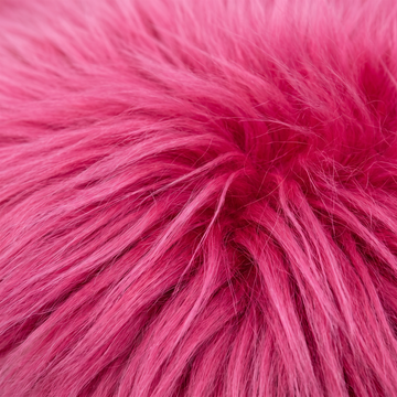 Close-up of Fuchsia long wool sheepskin fibres