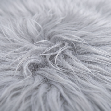 Close-up of Silver long wool sheepskin fibres