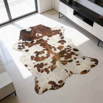 HN-23317 cowhide rug in modern clean interior