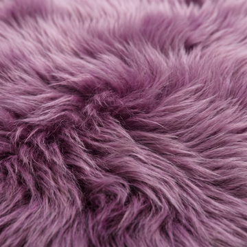 Close-up of Medici purple long wool sheepskin fibres