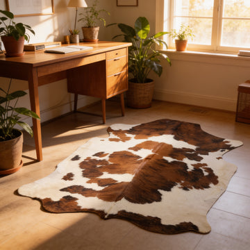 HN-23223 cowhide rug in cozy home office