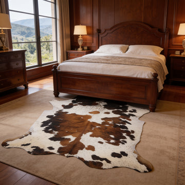 HN-23207 cowhide rug in luxury bedroom