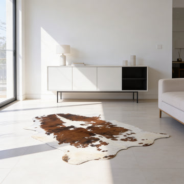 HN-23236 cowhide rug in modern clean interior