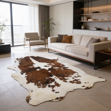 HN-23236 cowhide rug in modern living room