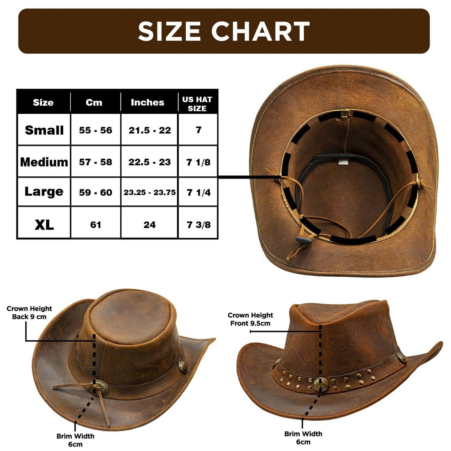 Genuine Cowhide Leather Handmade Western Outback Cowboy Hat, Drifter, Mocha