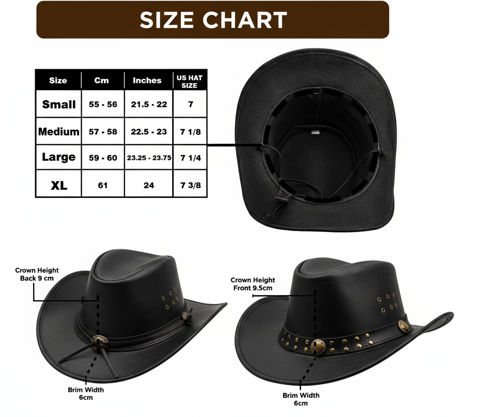 Genuine Leather Outback Hat, Pioneer, Black