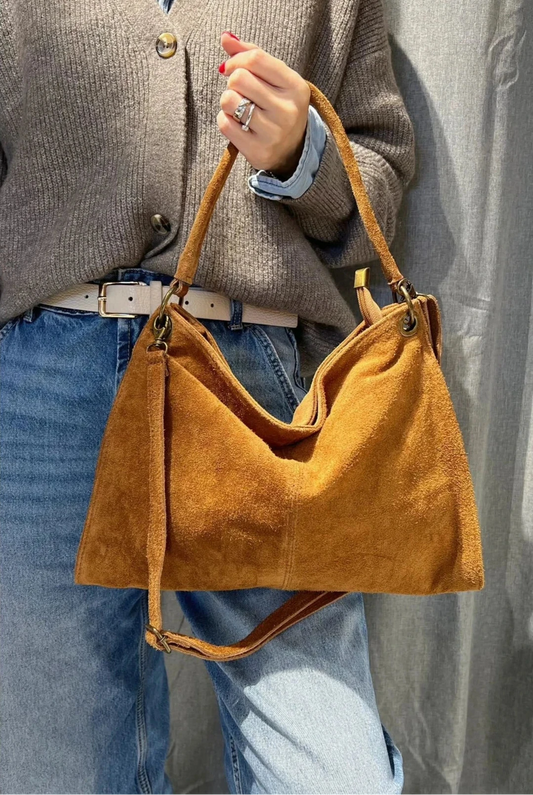 Riccio Suede Leather Shoulder Bag by Clemés (7 Colours)