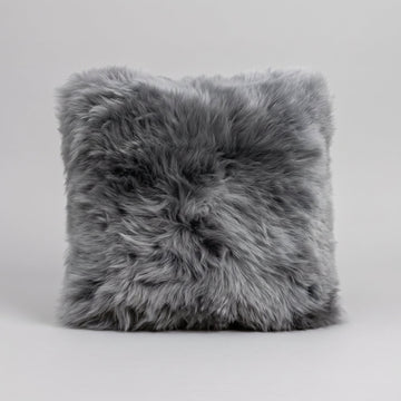 Pair of Grey Mist New Zealand sheepskin cushion covers 35 x 35 cm