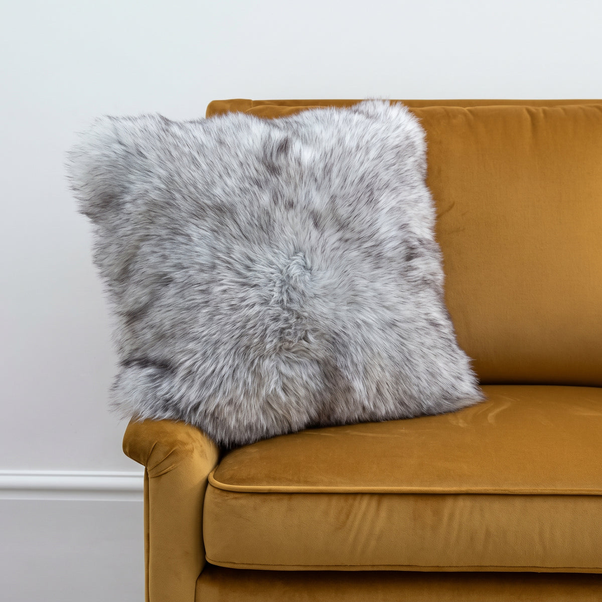 Sheepskin Cushion 35x35cm in Wolf Tip