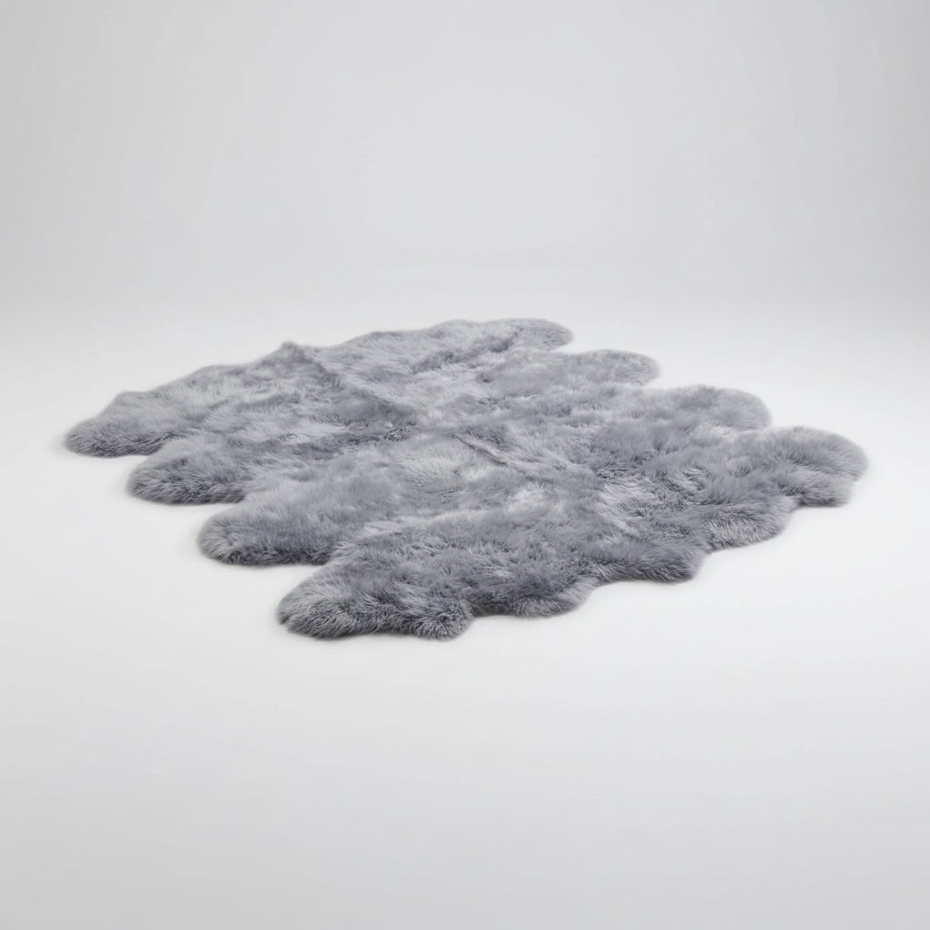 Octo New Zealand Sheepskin Rug & Throw, 8-Pelt, XX-Large, L200 x W180 cm, Silver