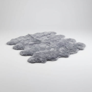 Octo New Zealand Sheepskin Rug & Throw, 8-Pelt, XX-Large, L200 x W180 cm, Silver