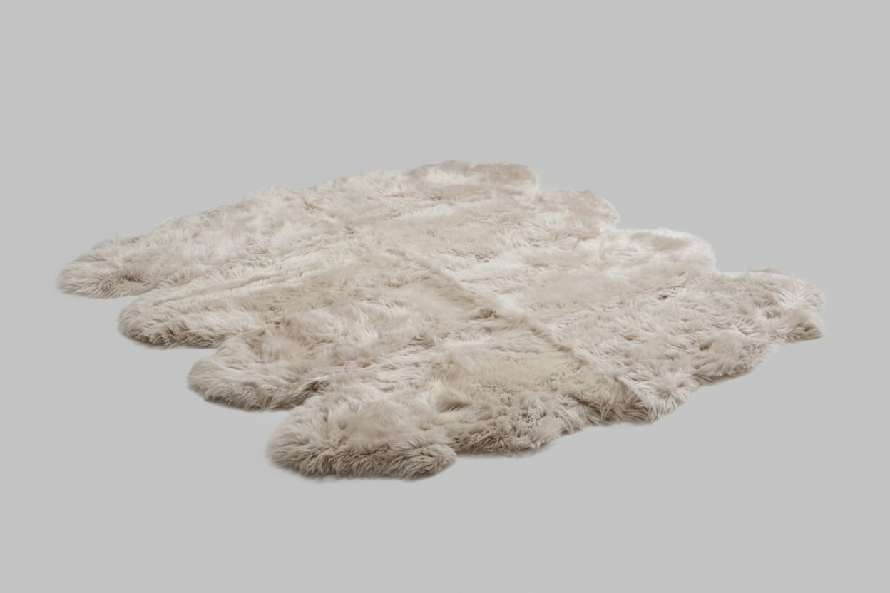 Octo Sheepskin Rug & Throw, XX-Large, L200 x W180 cm, Oyster (Cloud Dancer)