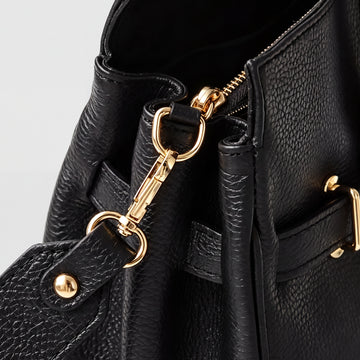 Zoe Leather Tote by Clemés - Black - hardware detail