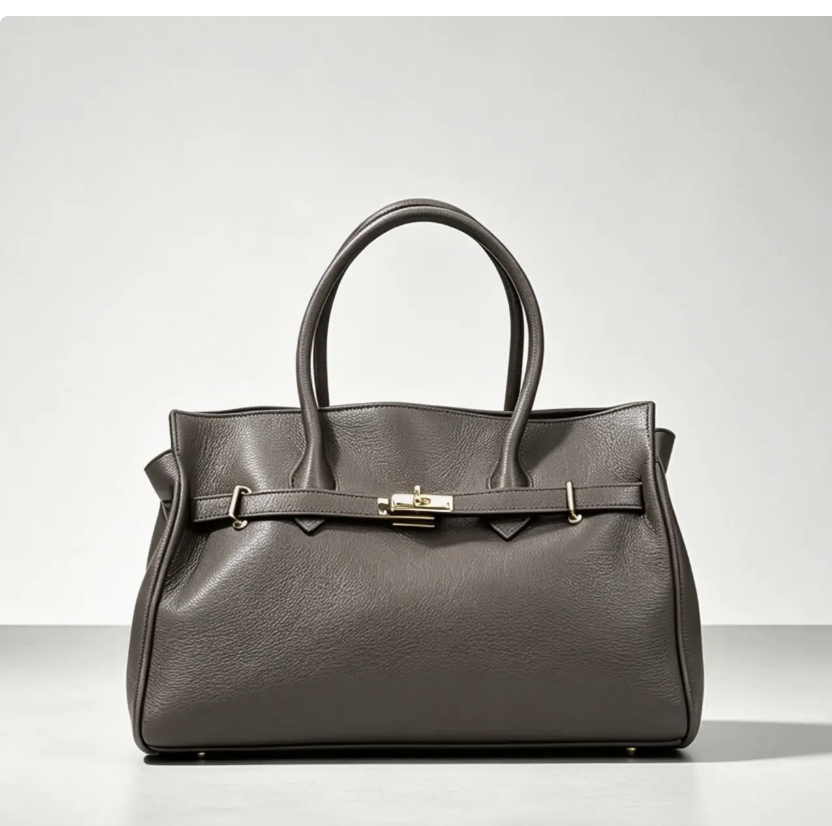 Zoe Leather Tote by Clemés - Dark Taupe