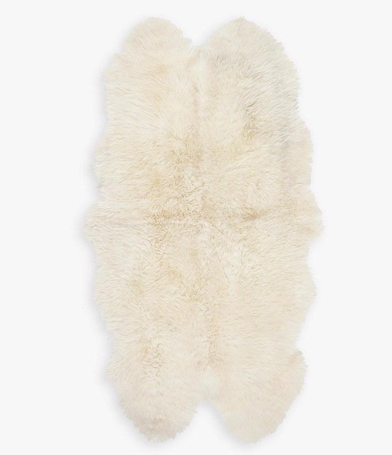 Natural Premium New Zealand Sheepskin Rug & Throw, Quad, W105 x L180 cm, Ivory