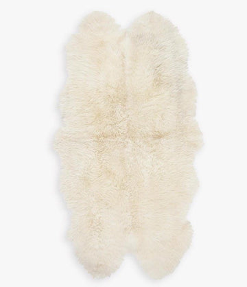 Quad New Zealand Sheepskin Rug & Throw, 4-Pelt, Large, L180 x W105 cm, Ivory