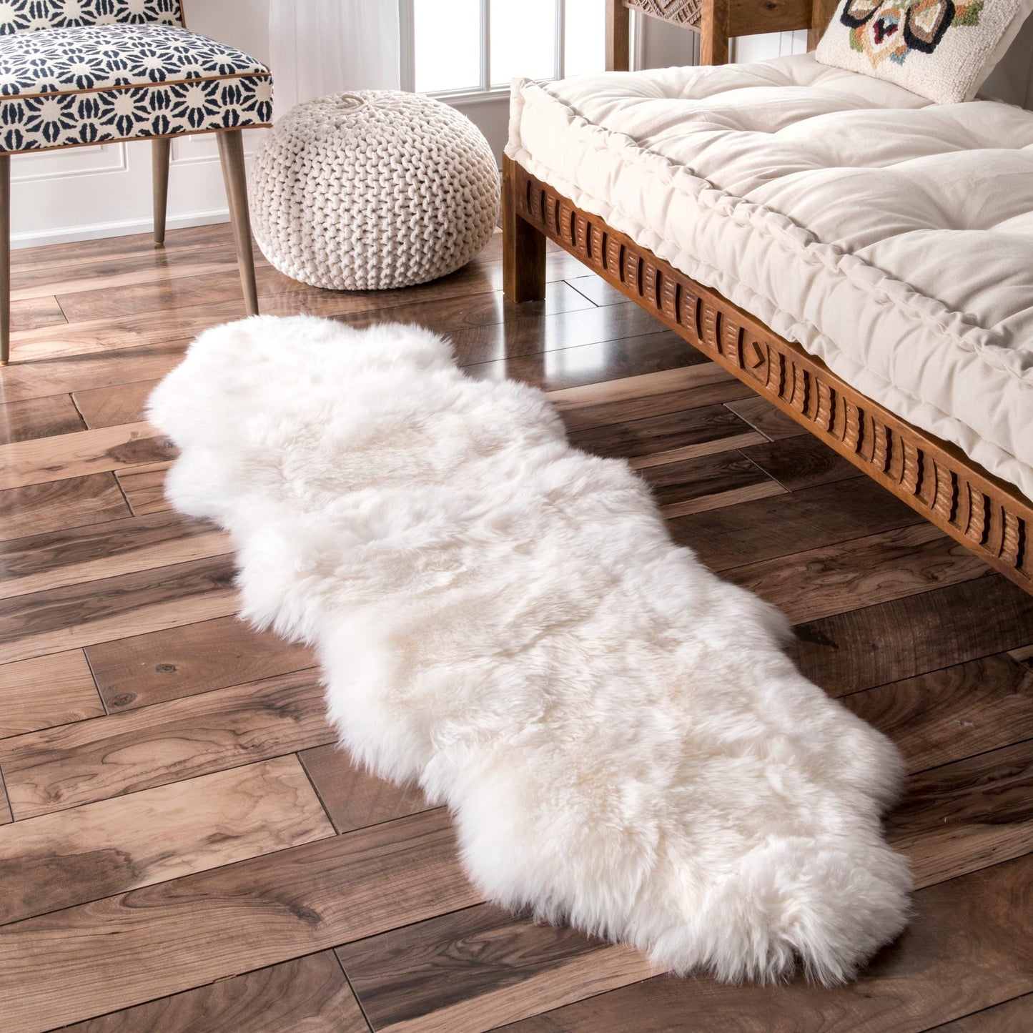 Natural Premium New Zealand Sheepskin Rug & Throw, Double, W65 x L180 cm (3 Colours)