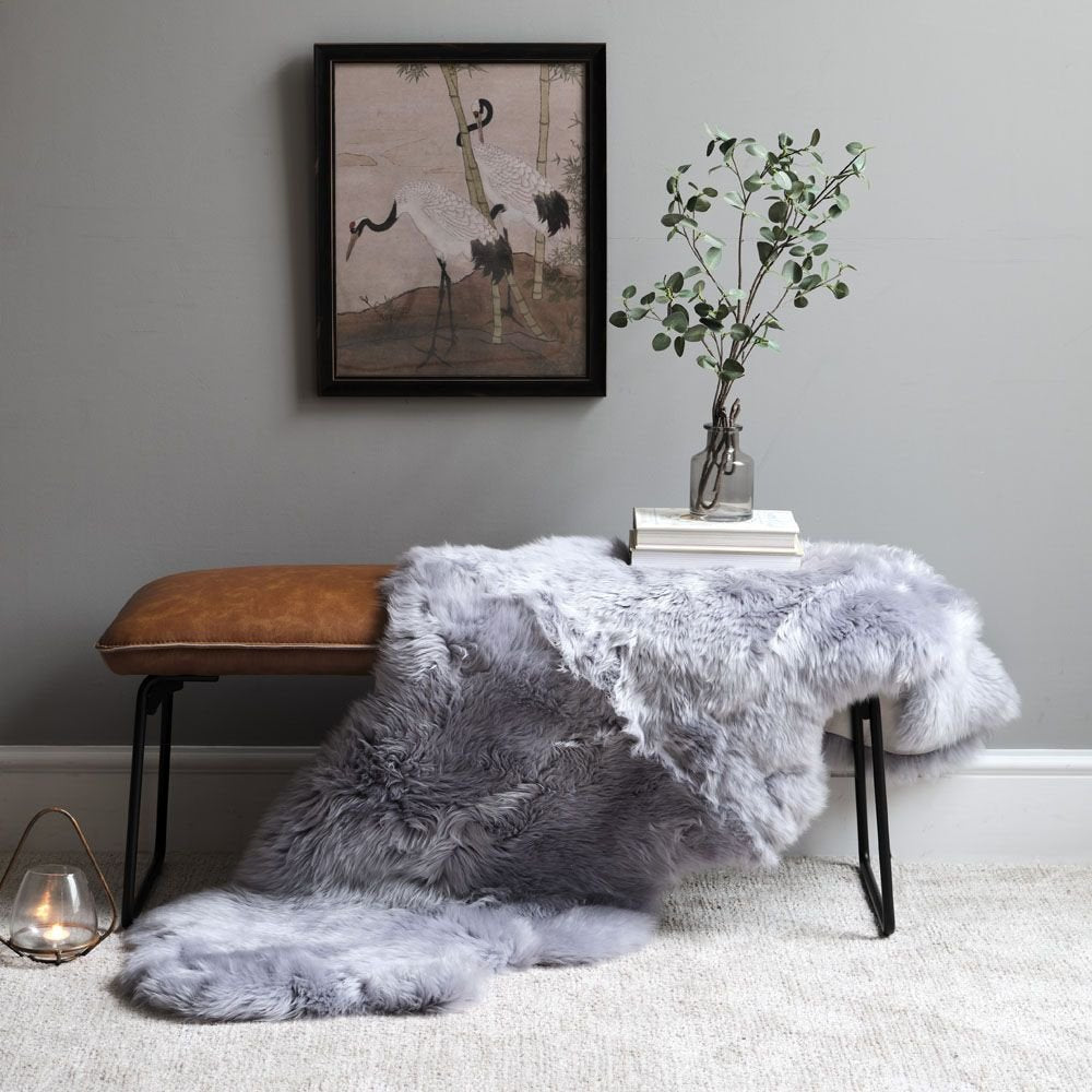 Natural Premium New Zealand Sheepskin Rug & Throw, Quad, W100 x L180 cm, Grey