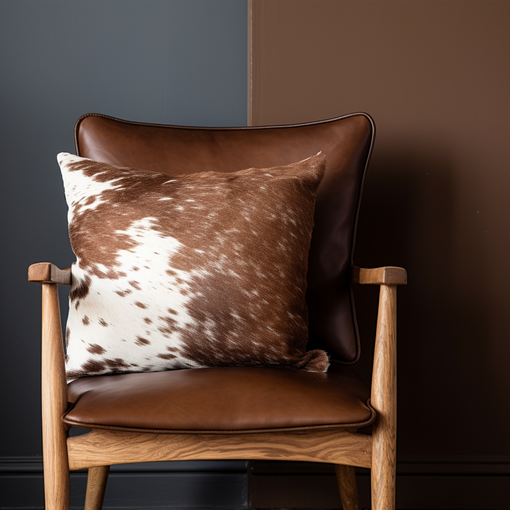 Genuine Cowhide Cushion, Brown